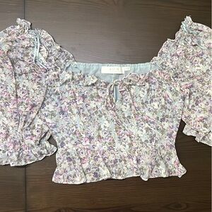 ASTR Floral Ruffle Blouse | size Small
